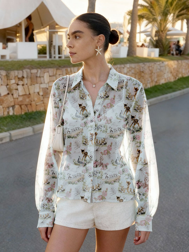 Sheer Shirt: Baby Deer Women Relaxed Shirts