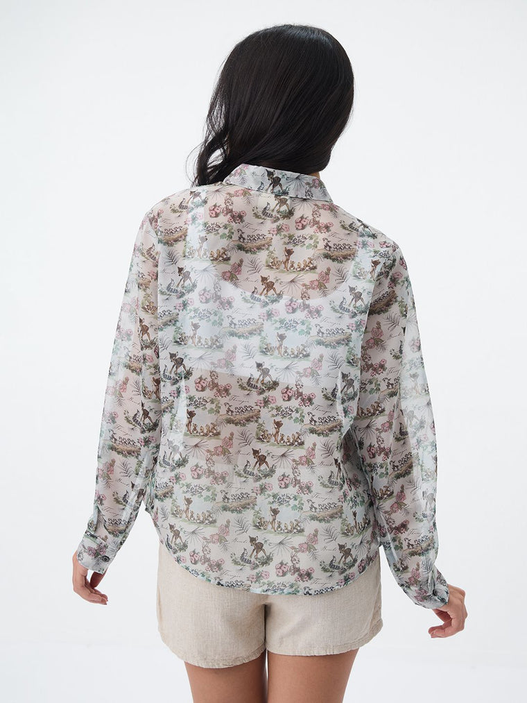 Sheer Shirt: Baby Deer Women Relaxed Shirts