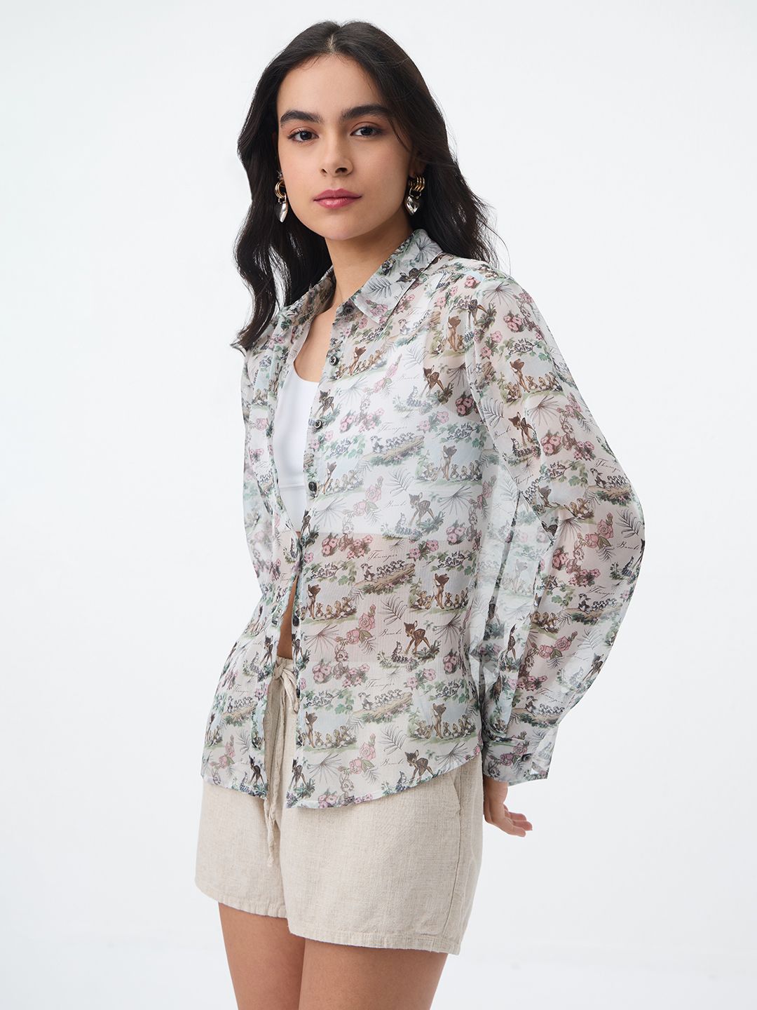 Sheer Shirt: Baby Deer Women Relaxed Shirts