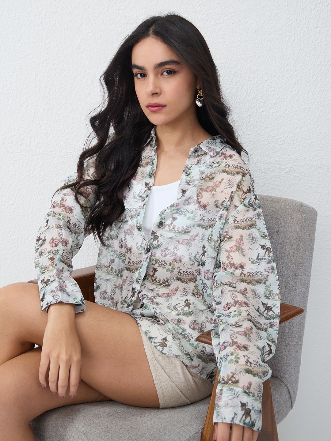 Sheer Shirt: Baby Deer Women Relaxed Shirts
