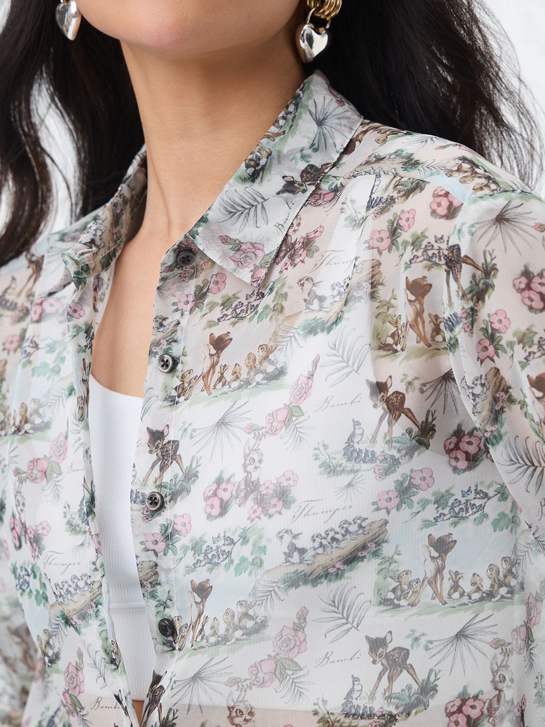 Sheer Shirt: Baby Deer Women Relaxed Shirts