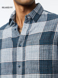 Textured Shirt: Cerulean Men Relaxed Shirts