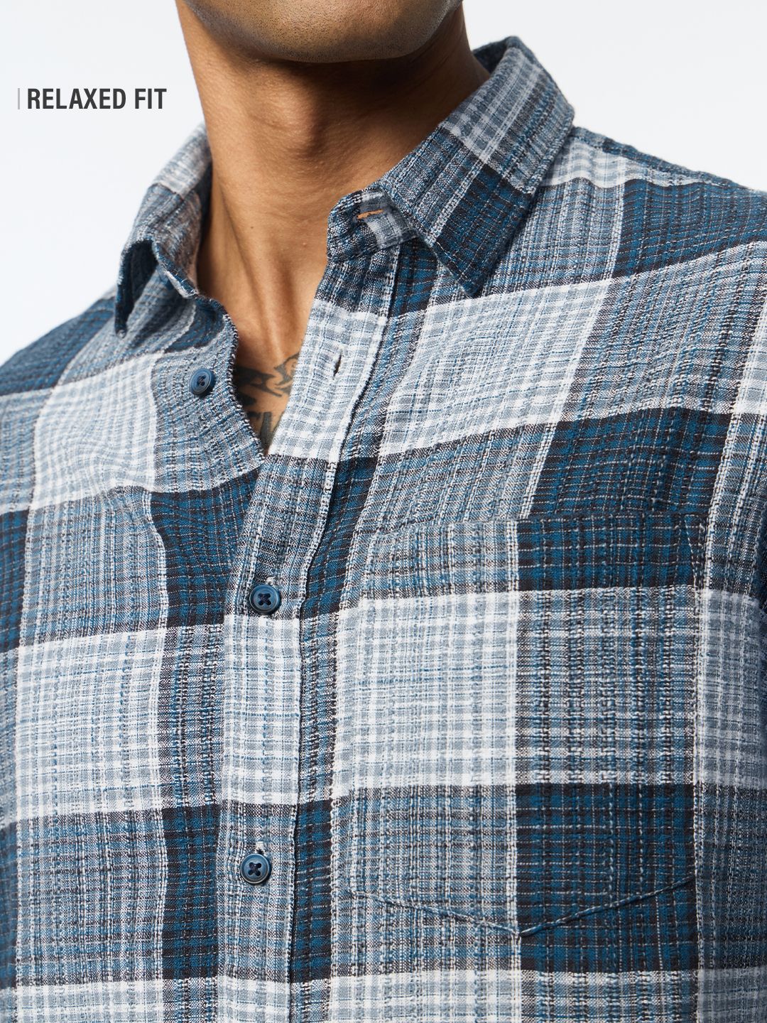Textured Shirt: Cerulean Men Relaxed Shirts