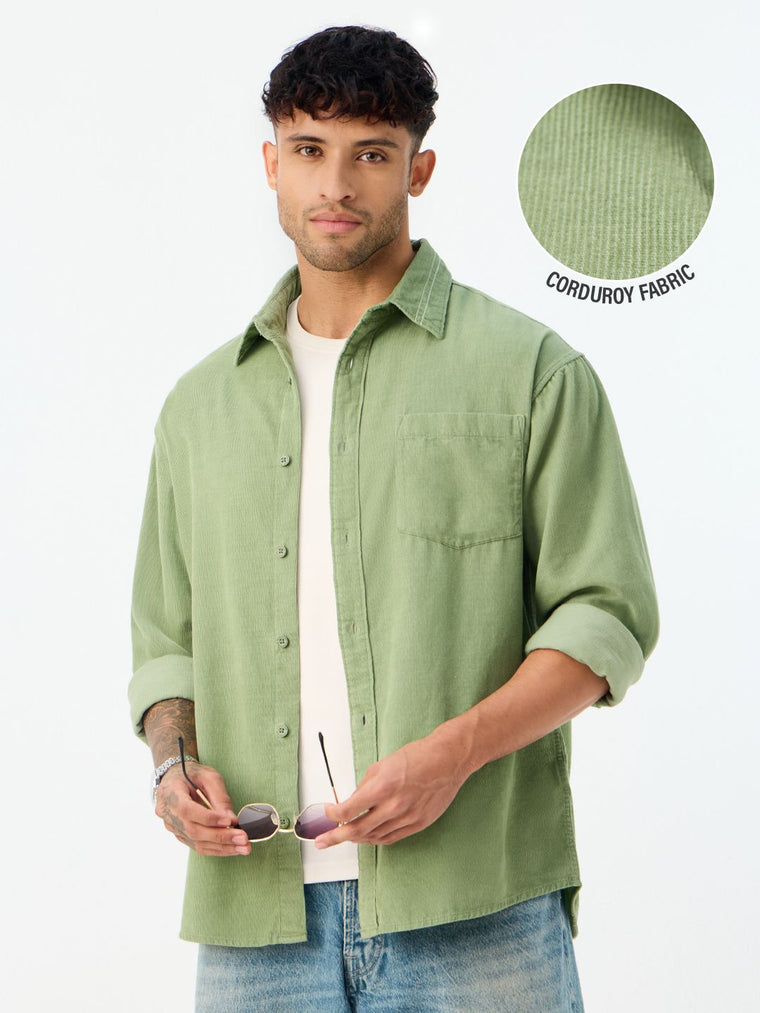 Corduroy Shirt: Jade Men Relaxed Shirts