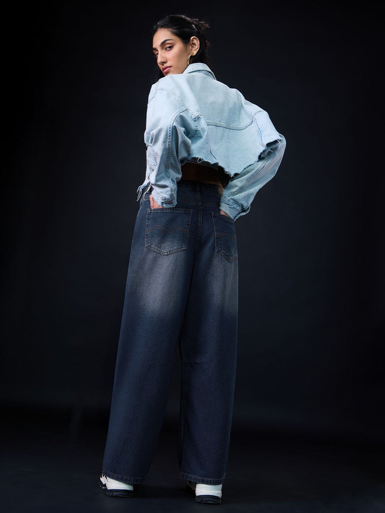 Barrel-Fit Denim: Midnight Women Barrel Denims