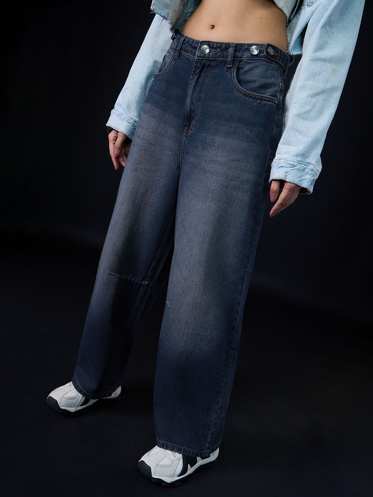 Barrel-Fit Denim: Midnight Women Barrel Denims