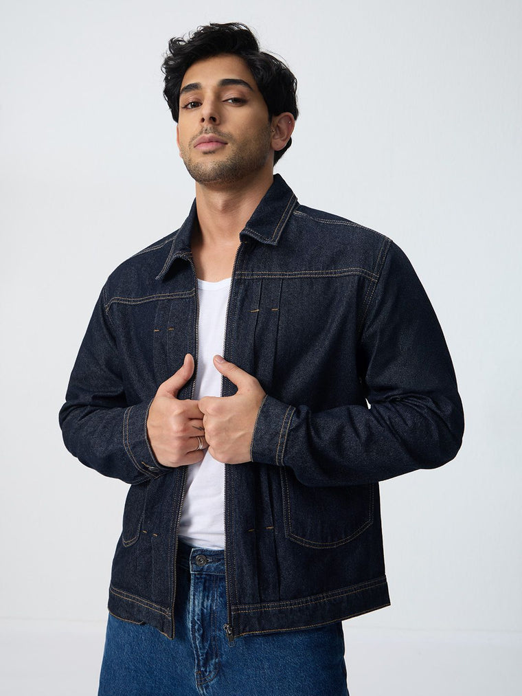 Denim Jacket: Raw Blue Denim Jackets