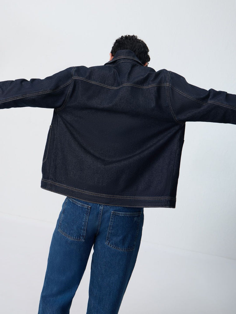 Denim Jacket: Raw Blue Denim Jackets