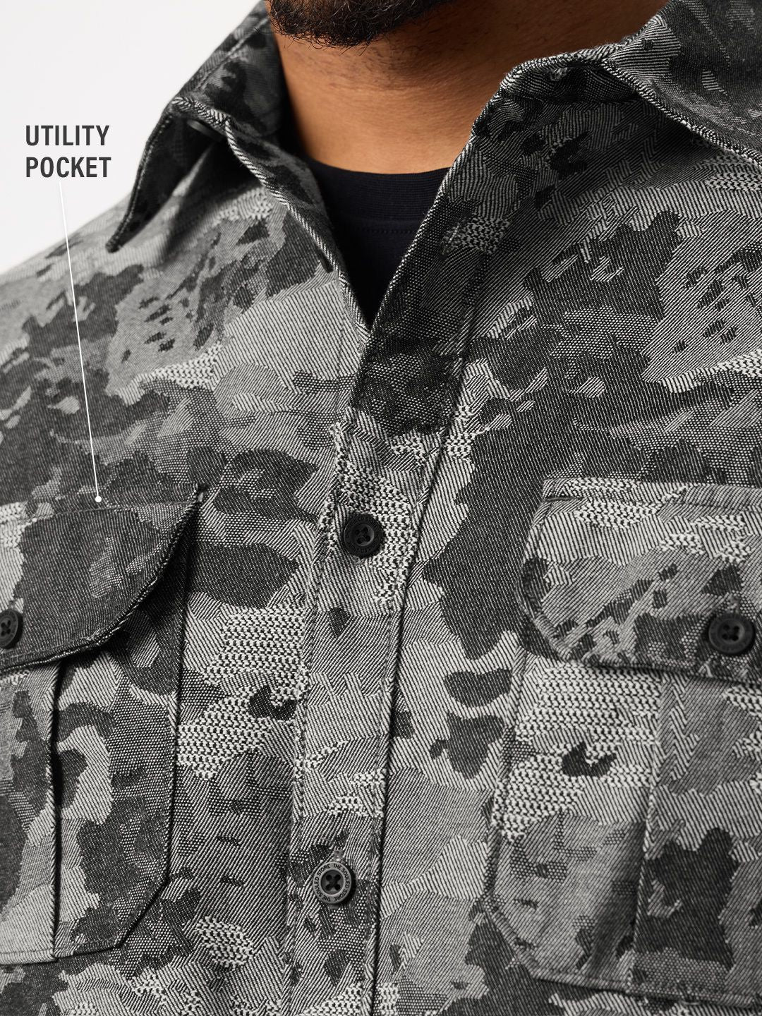 Jacquard Shirt: Dark Mirage Men Relaxed Shirts