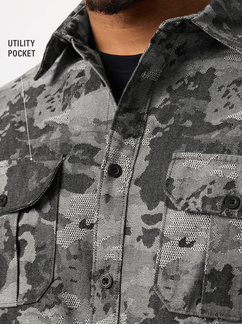 Jacquard Shirt: Dark Mirage Men Relaxed Shirts