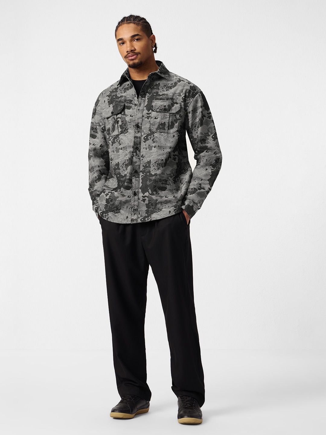 Jacquard Shirt: Dark Mirage Men Relaxed Shirts