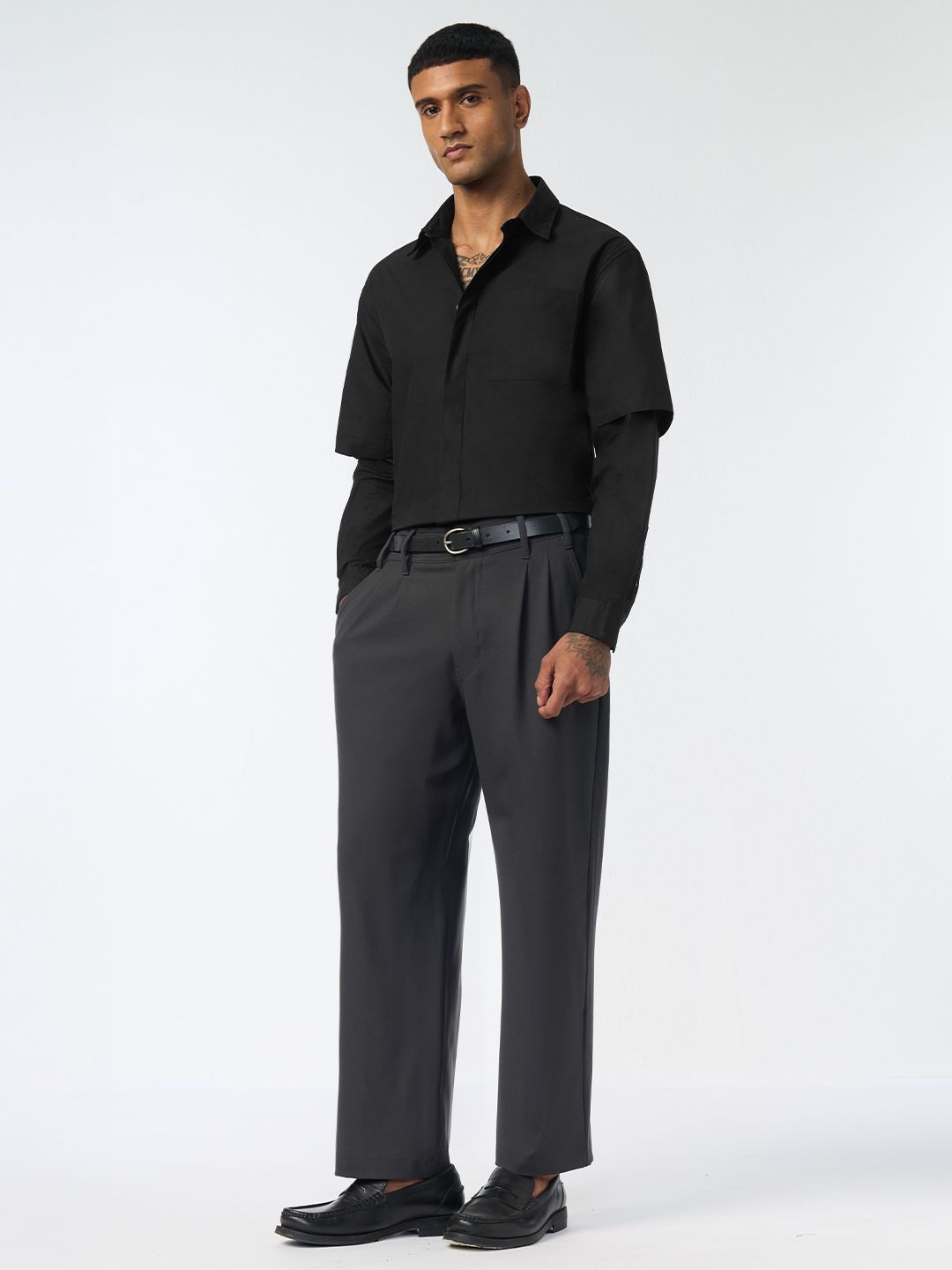 Doctor Sleeve Shirt: Black Void Men Relaxed Shirts