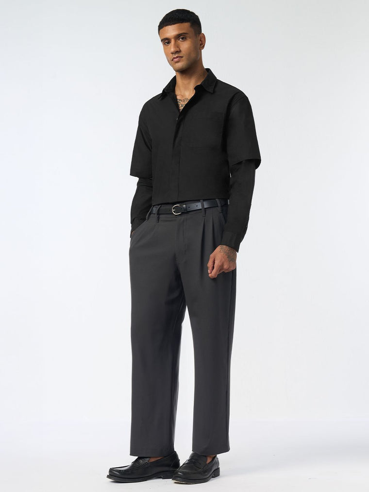 Doctor Sleeve Shirt: Black Void Men Relaxed Shirts