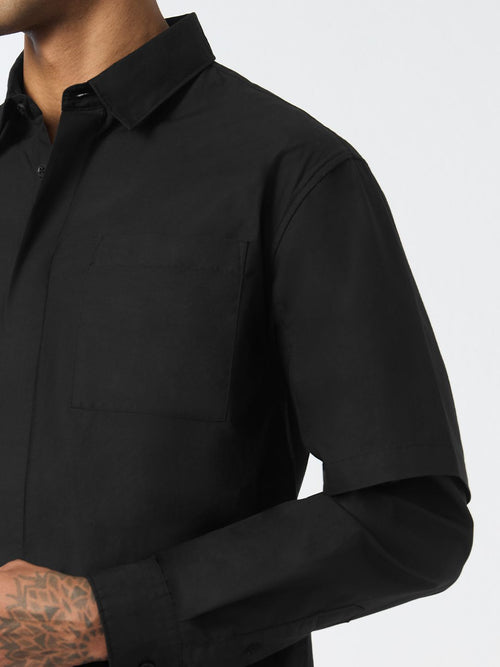 Doctor Sleeve Shirt: Black Void Men Relaxed Shirts