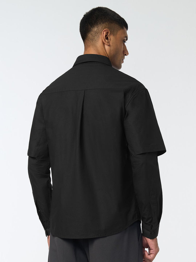 Doctor Sleeve Shirt: Black Void Men Relaxed Shirts