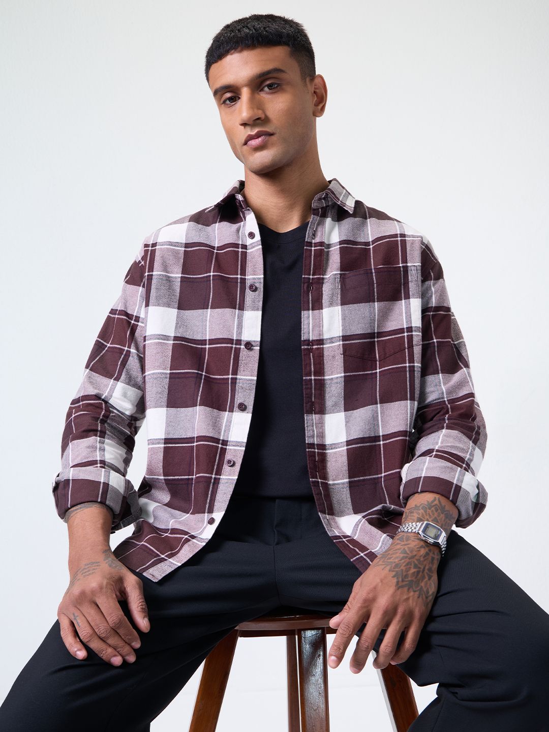 Plaid Shirt: Russet Men Relaxed Shirts