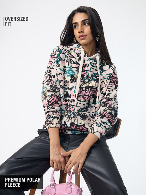 TSS Originals: Pink Scribble Women Oversized Hoodies