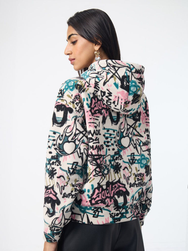 TSS Originals: Pink Scribble Women Oversized Hoodies