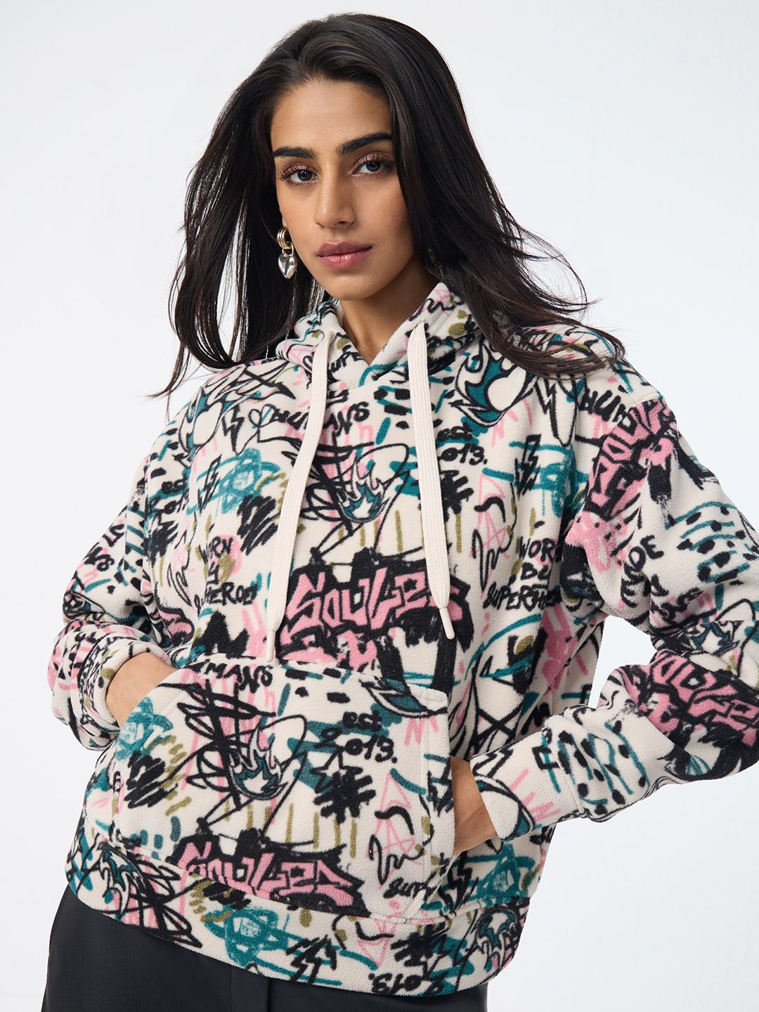 TSS Originals: Pink Scribble Women Oversized Hoodies