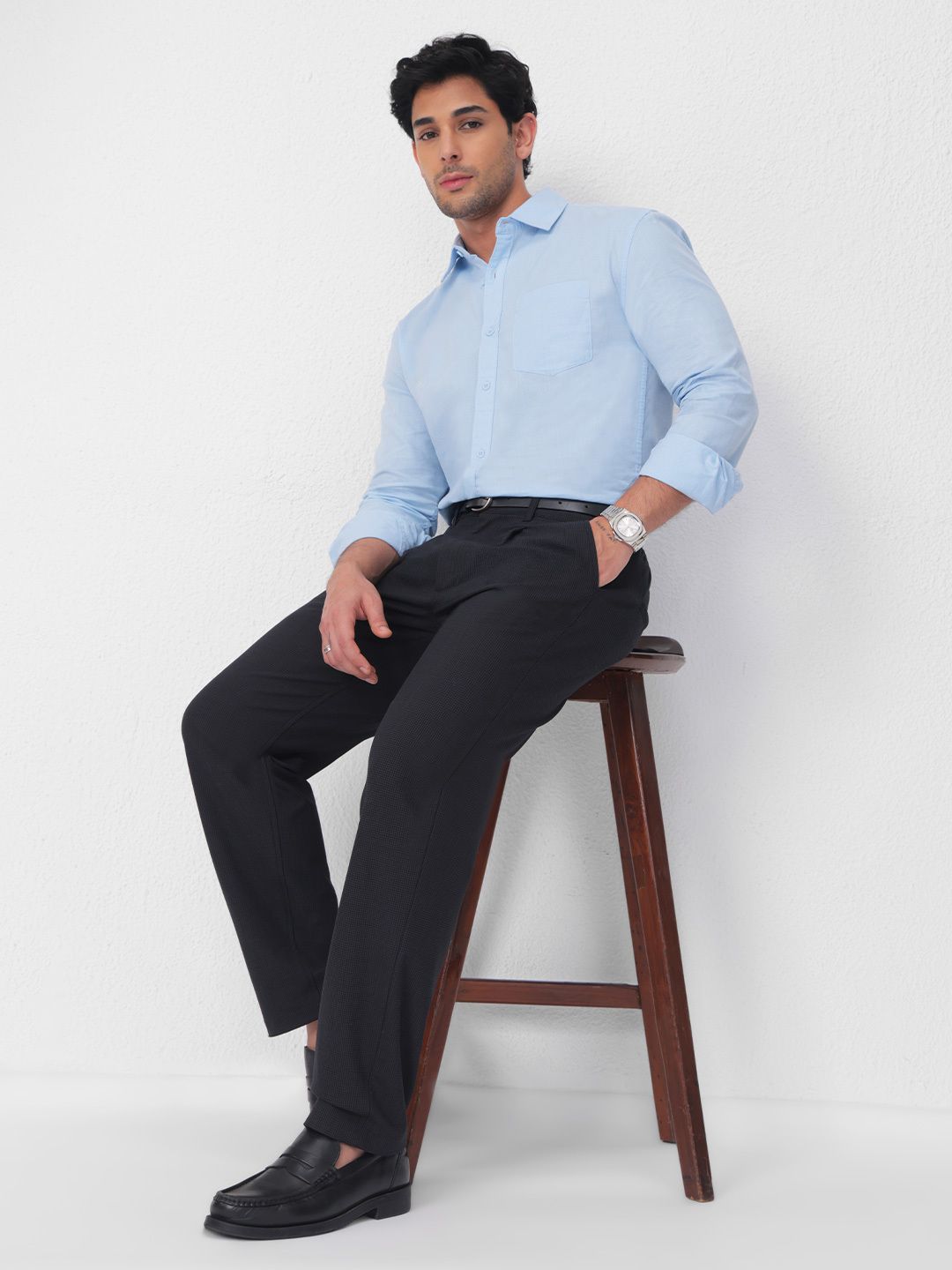 Pleated Pants: Regal Navy Men Super Flex Pants
