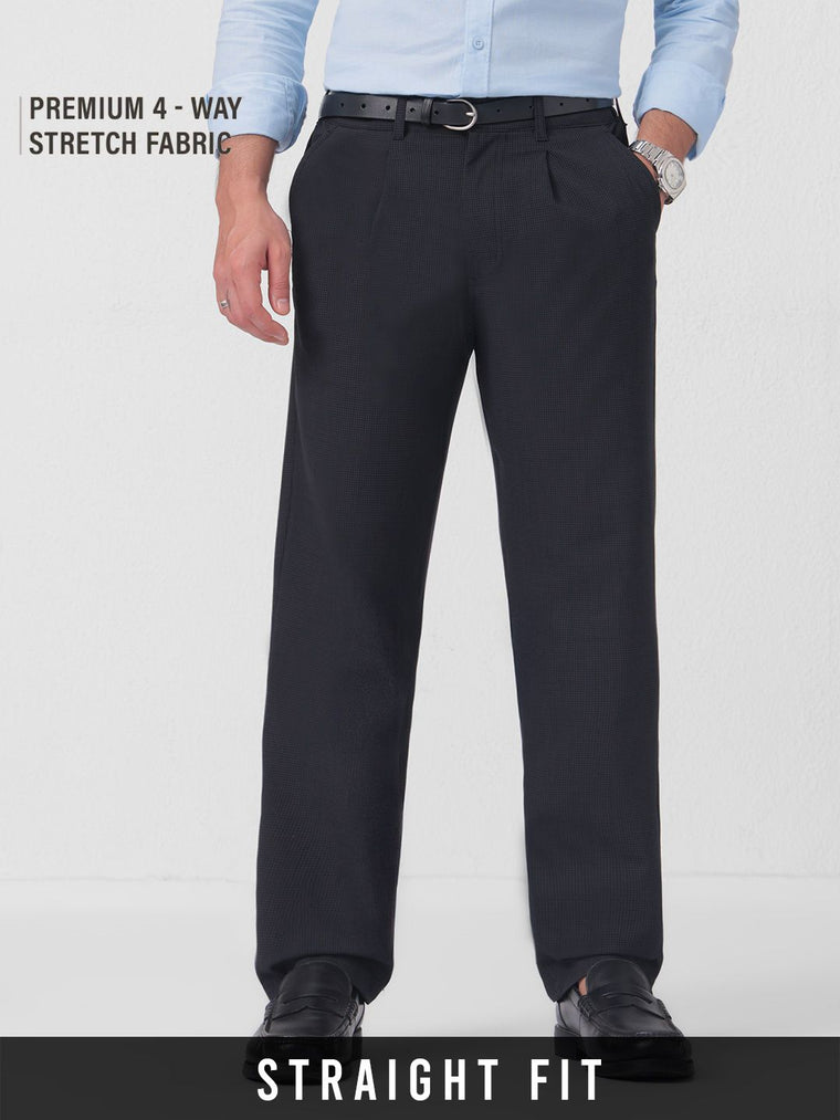 Pleated Pants: Regal Navy Men Super Flex Pants