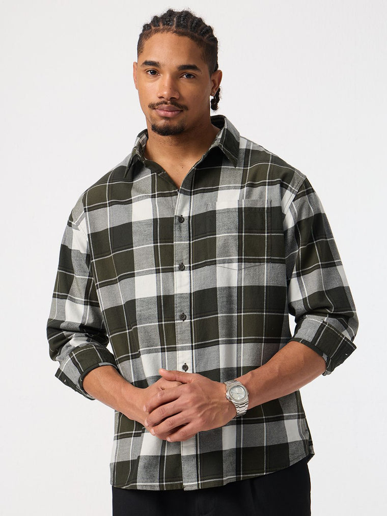 Plaid Shirt: Verdant Men Relaxed Shirts