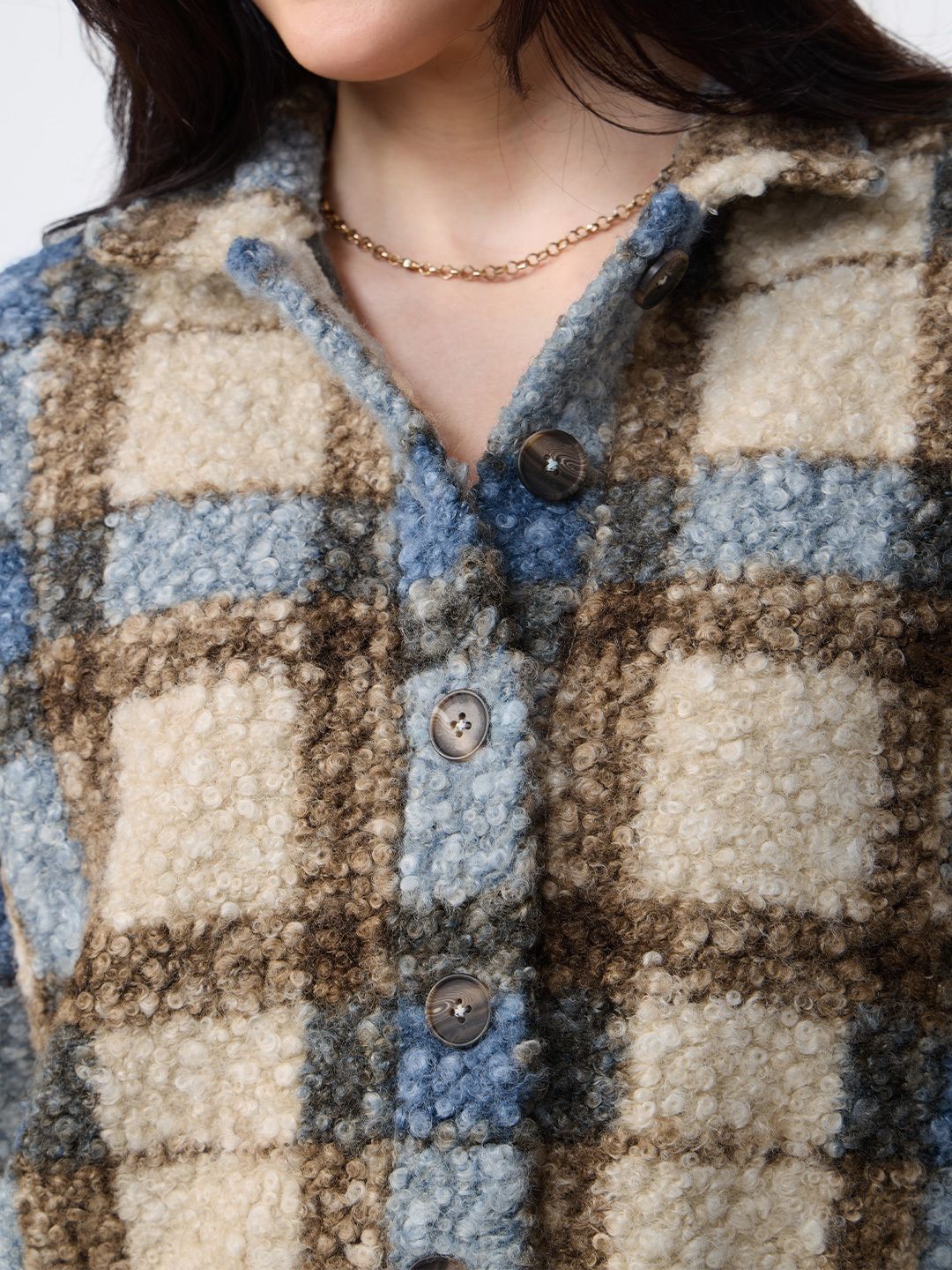 Plaid Teddy Shacket: Brown Women Shackets