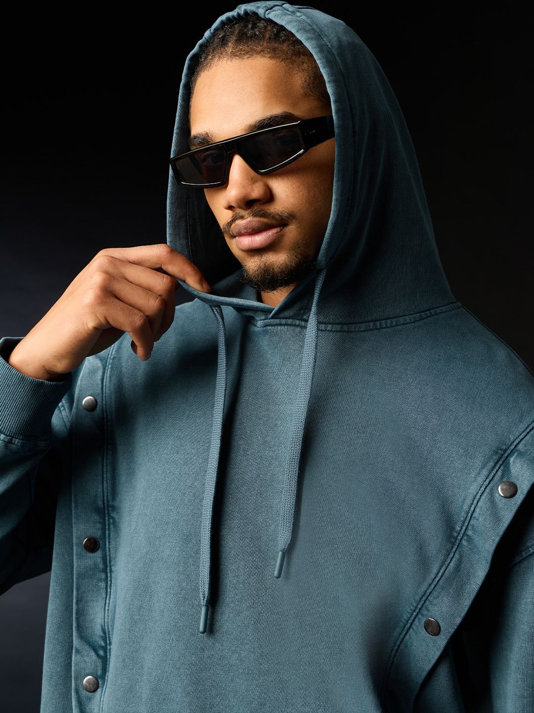 Korean Hoodie: Teal Men Oversized Hoodies
