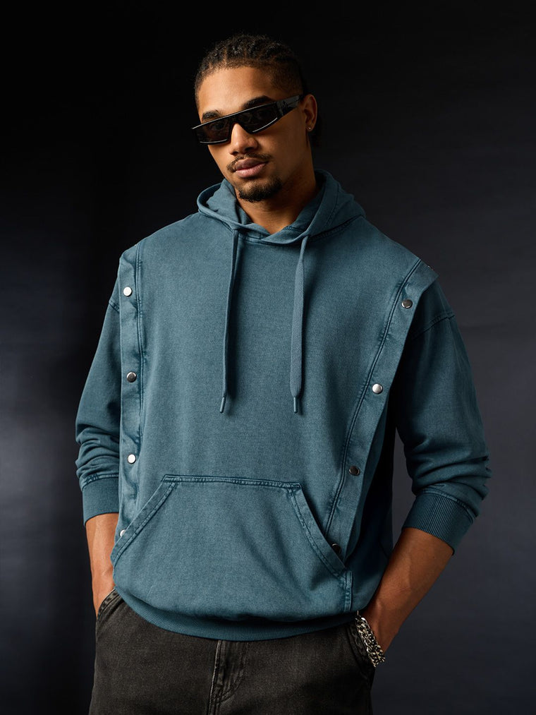 Korean Hoodie: Teal Men Oversized Hoodies
