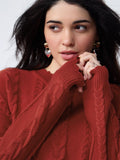 Cable-Knit Sweater: Flame Women Oversized Sweaters