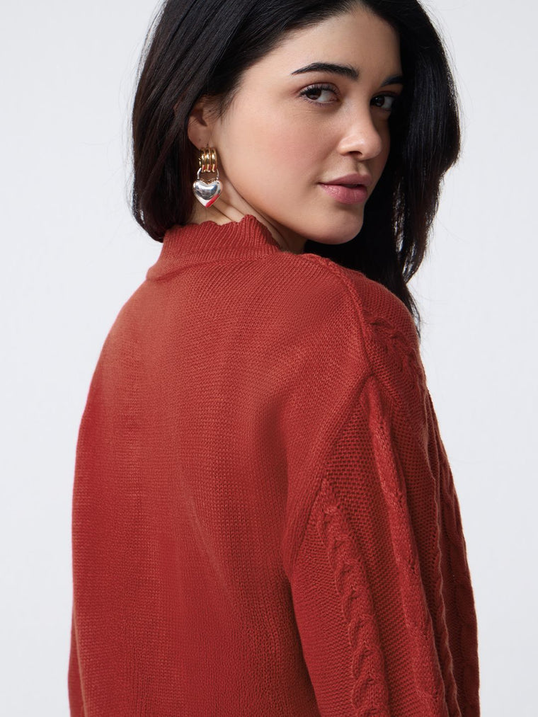Cable-Knit Sweater: Flame Women Oversized Sweaters