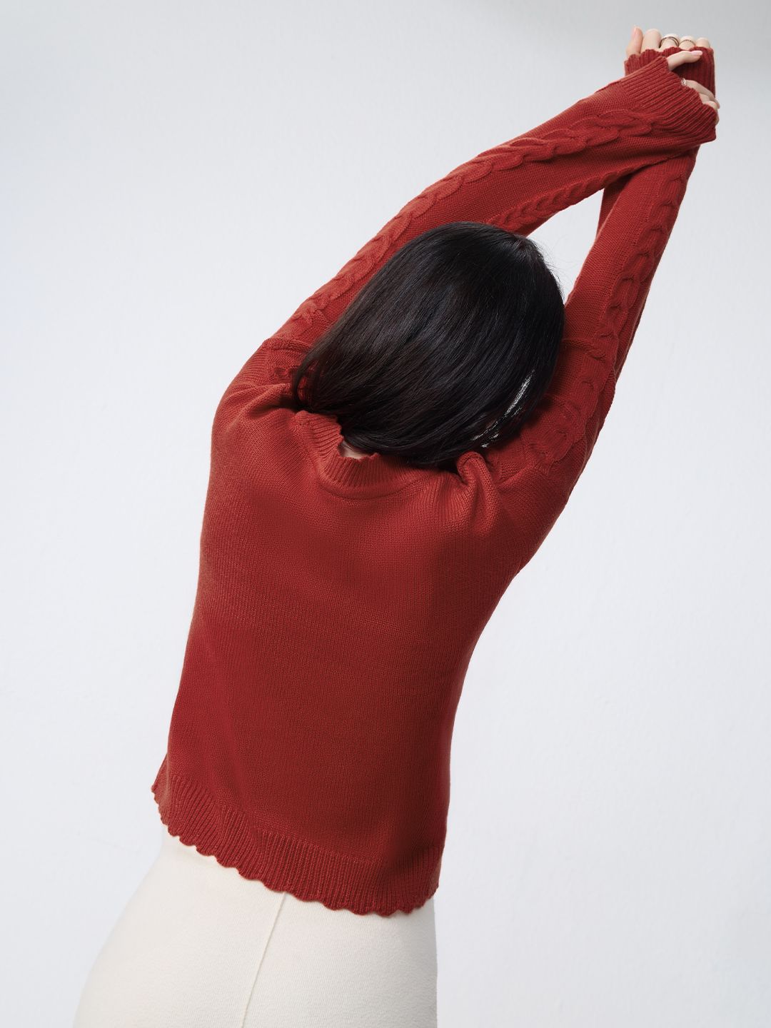 Cable-Knit Sweater: Flame Women Oversized Sweaters