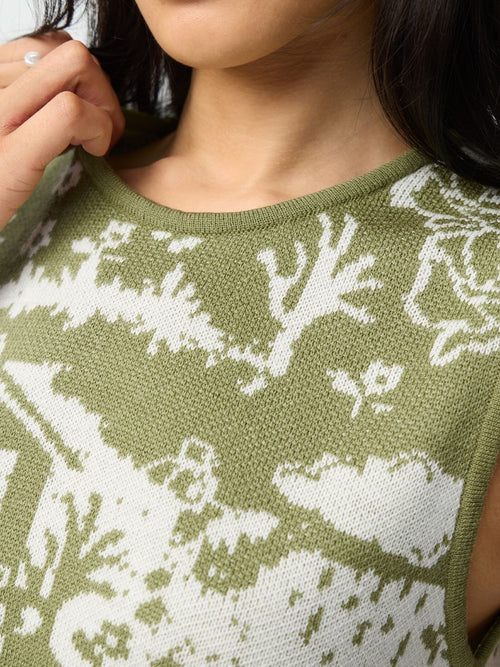 Jacquard Vest: Landscape Women Knit Tops