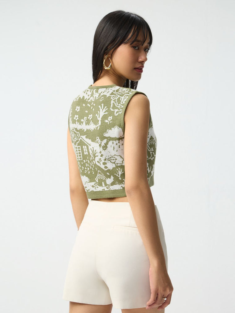 Jacquard Vest: Landscape Women Knit Tops