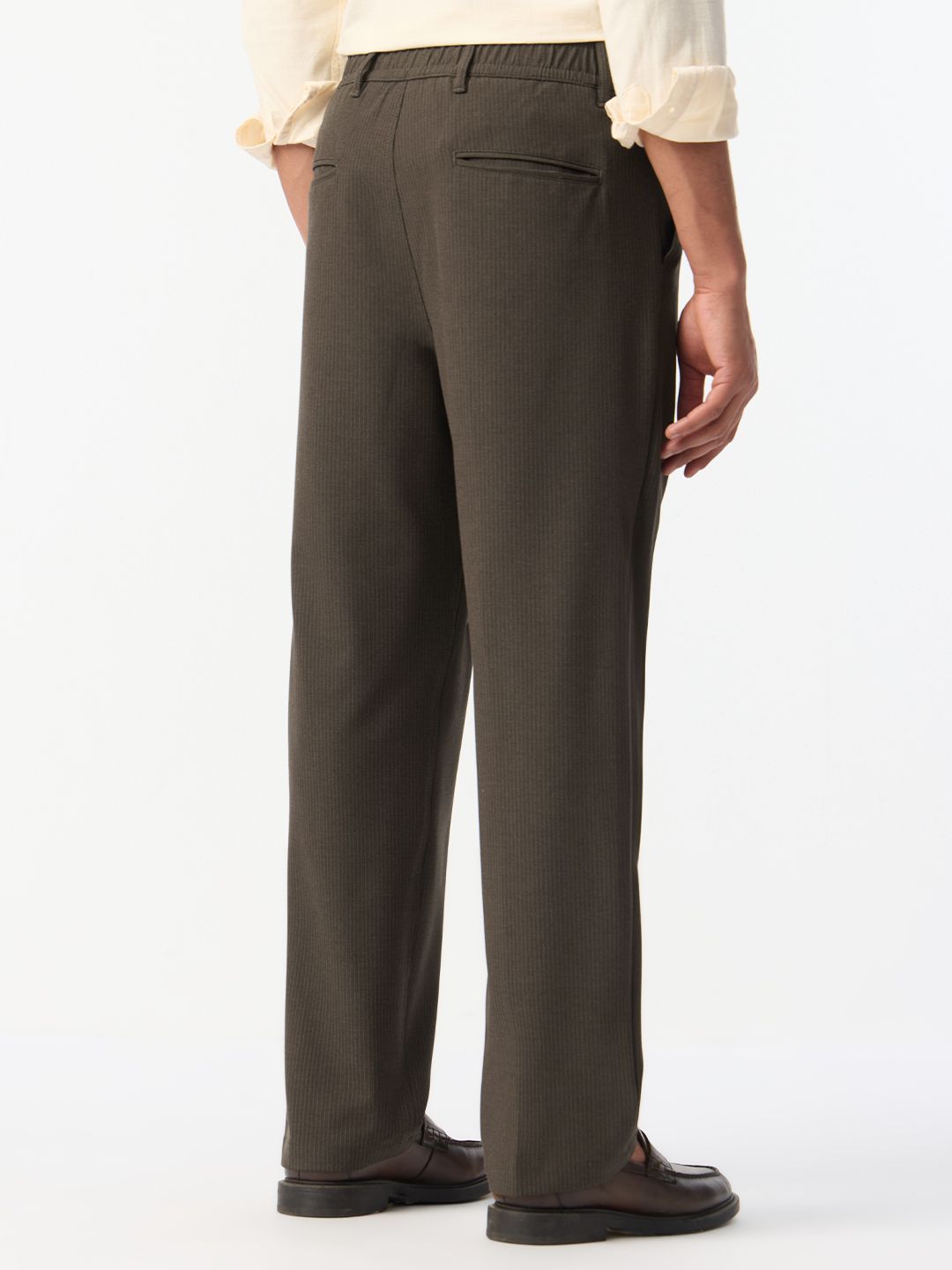 Korean Striped Pants: Walnut Brown Men Super Flex Pants