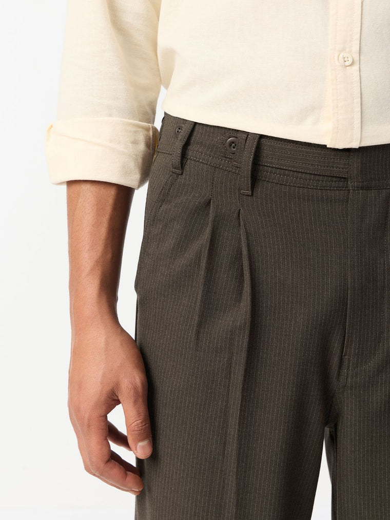 Korean Striped Pants: Walnut Brown Men Super Flex Pants