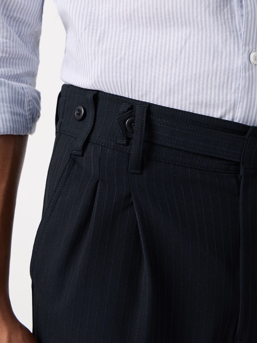 Korean Pants: Indigo Stripes Men Super Flex Pants