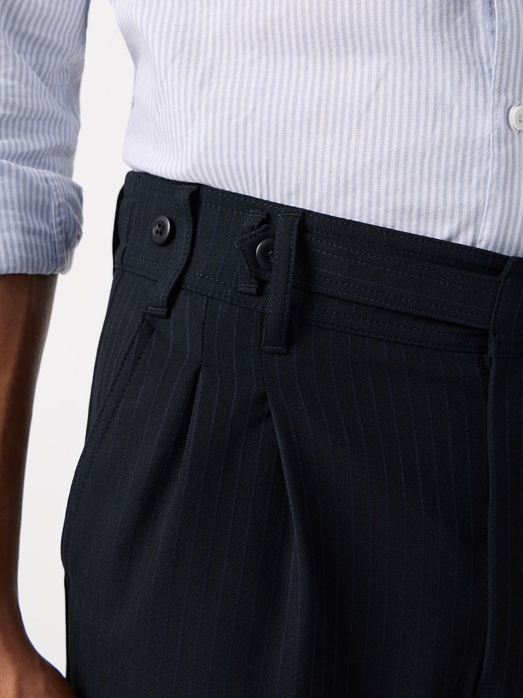 Korean Pants: Indigo Stripes Men Super Flex Pants