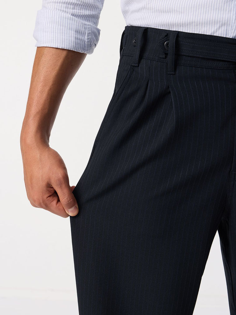Korean Pants: Indigo Stripes Men Super Flex Pants
