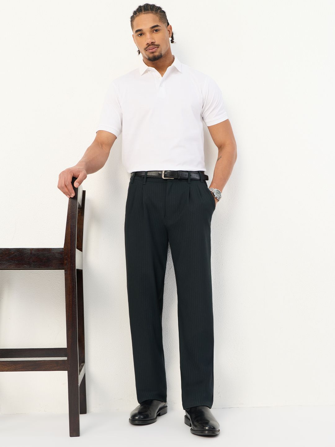Korean Pants: Black Stripes Men Super Flex Pants