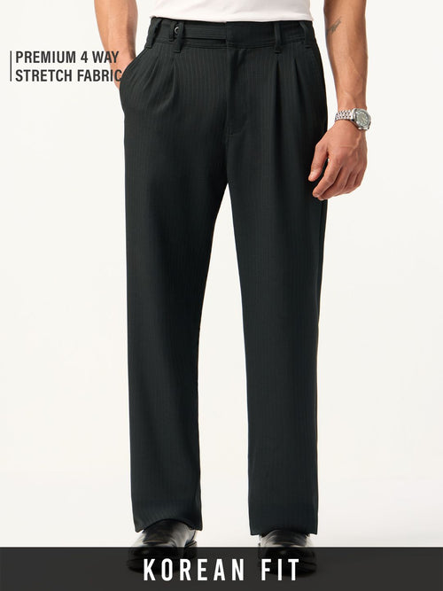 Korean Pants: Black Stripes Men Super Flex Pants