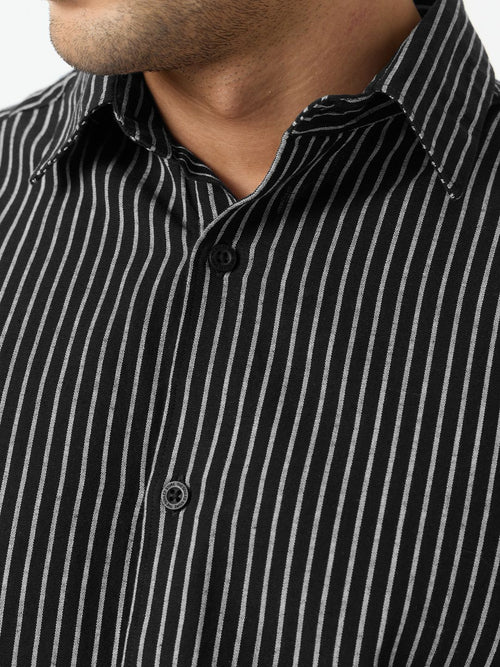 Cotton Linen Stripes: Midnight Blue Cotton Linen Shirts