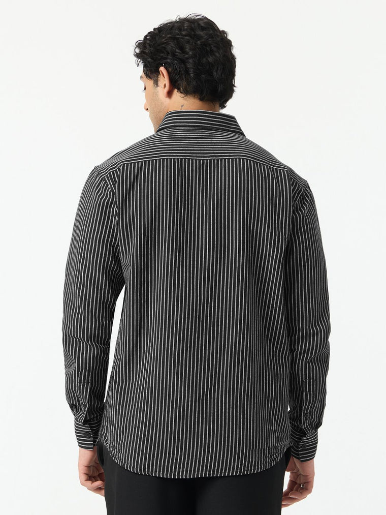 Cotton Linen Stripes: Midnight Blue Cotton Linen Shirts