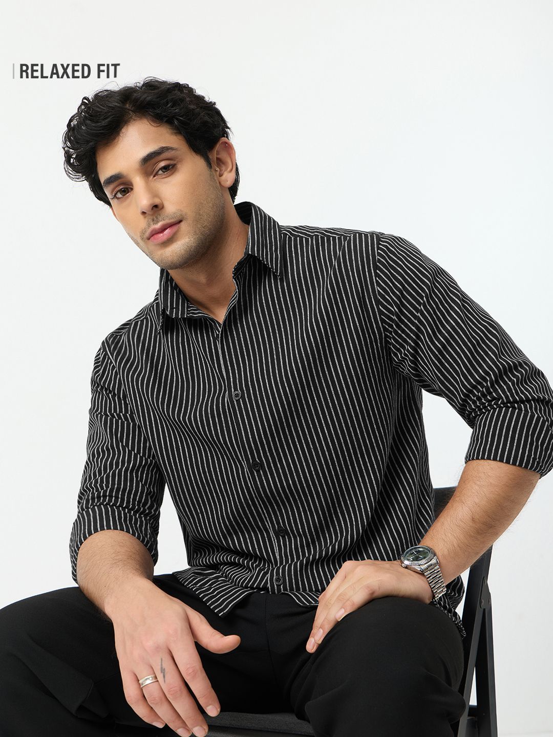 Cotton Linen Stripes: Midnight Blue Cotton Linen Shirts