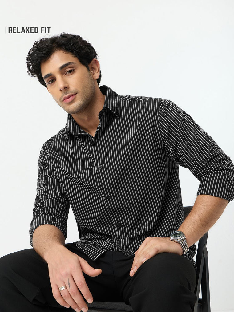 Cotton Linen Stripes: Midnight Blue Cotton Linen Shirts