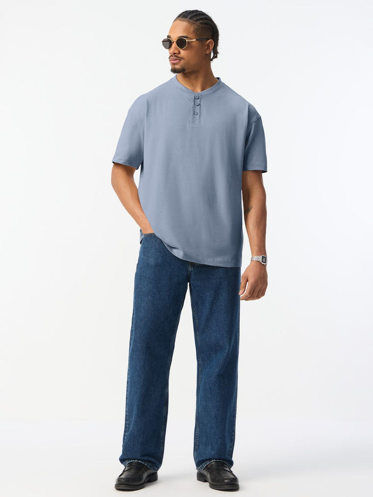 Henley Polo: Marine Oversized Polos