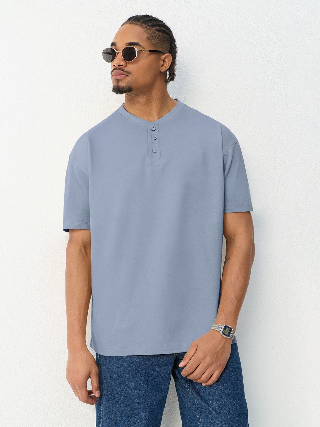 Henley Polo: Marine Oversized Polos