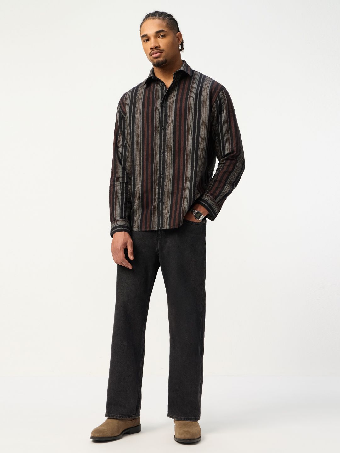 Striped Shirt: Roman Men Relaxed Shirts