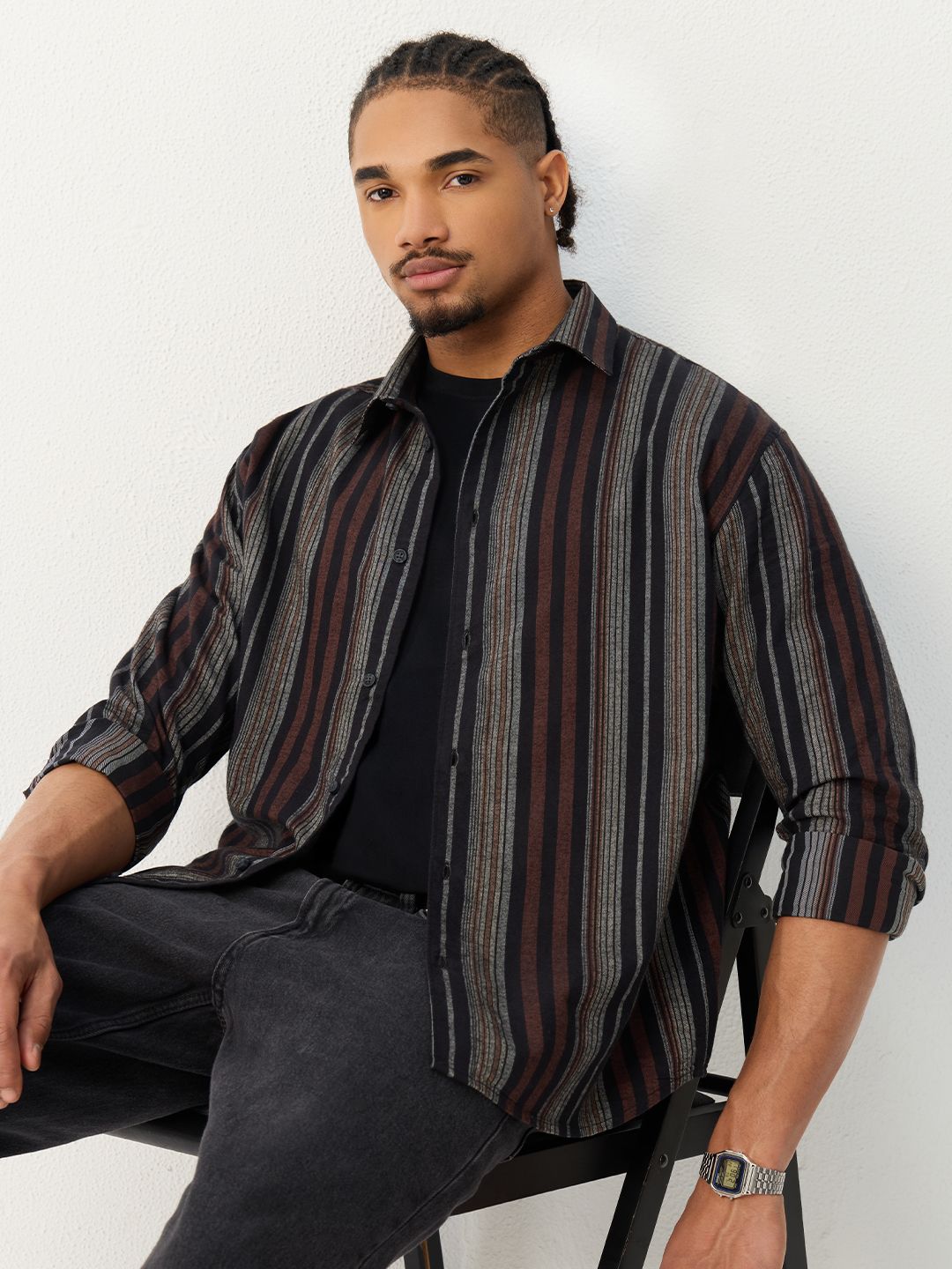 Striped Shirt: Roman Men Relaxed Shirts