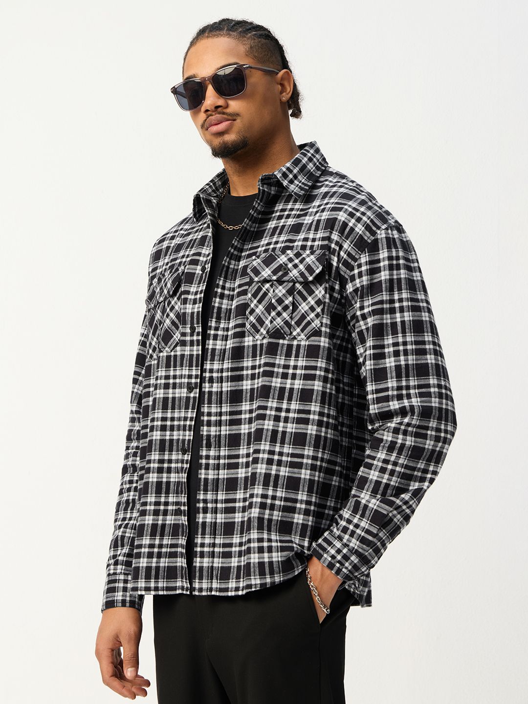 Plaid Shirt: Black Pearl Men Utility Shirts